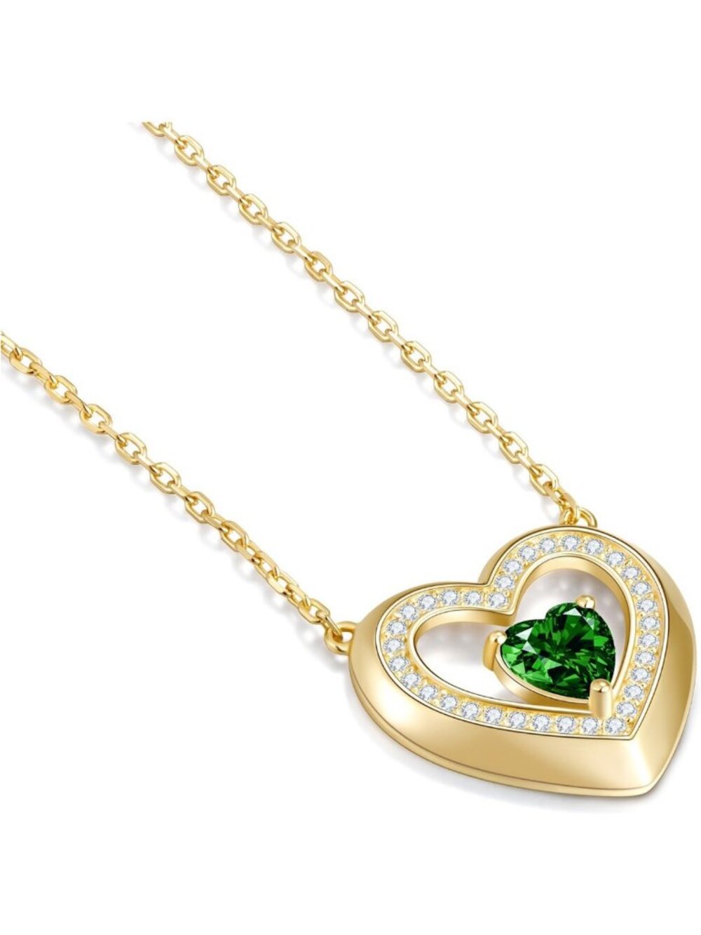 Heart Birthstone Pendant Necklace - 14K Gold Plated & Sterling Silver Jewelry
